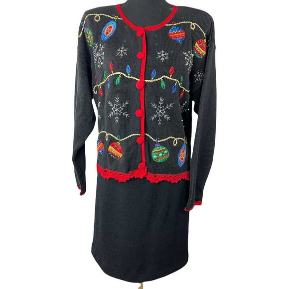 Vintage Nutcracker Womens Cardigan Beaded Embroidered Christmas Snowflakes Small - Picture 2 of 9